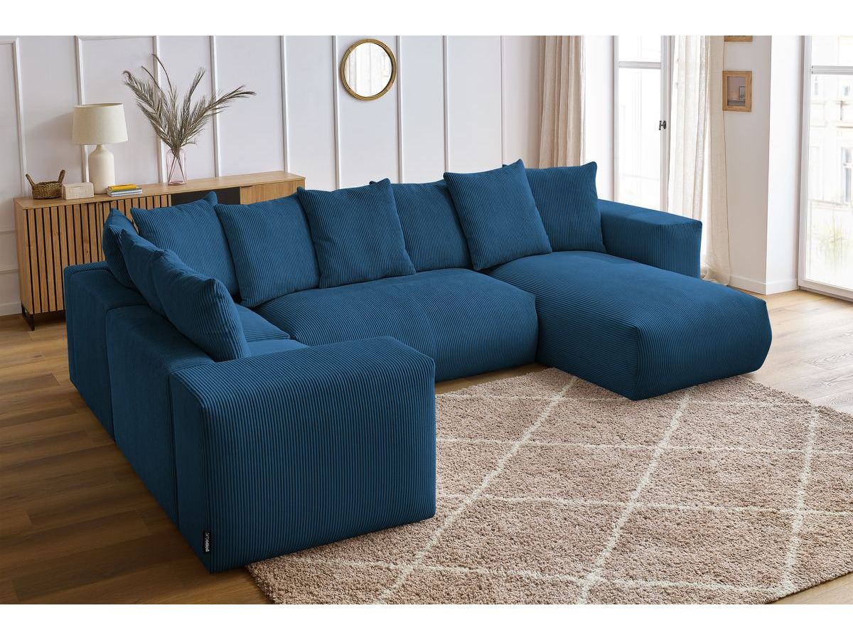 Bobochic Voltaire Wohnlandschaft 356 × 214 cm Cordsamt Dunkelblau Ecke rechts