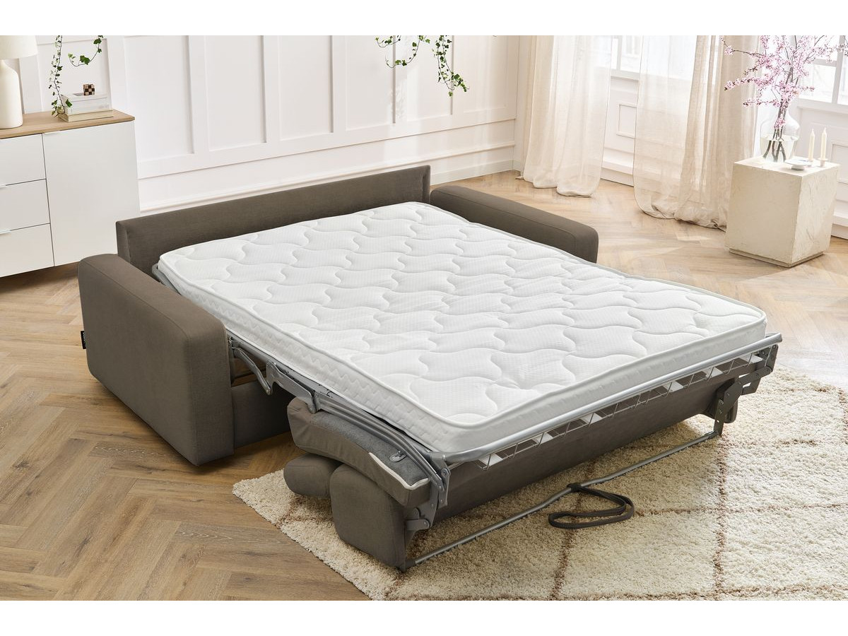 Bobochic Monaco Schlafsofa 3-Sitzer Stoff Braun, Liegefläche 140 × 190 cm