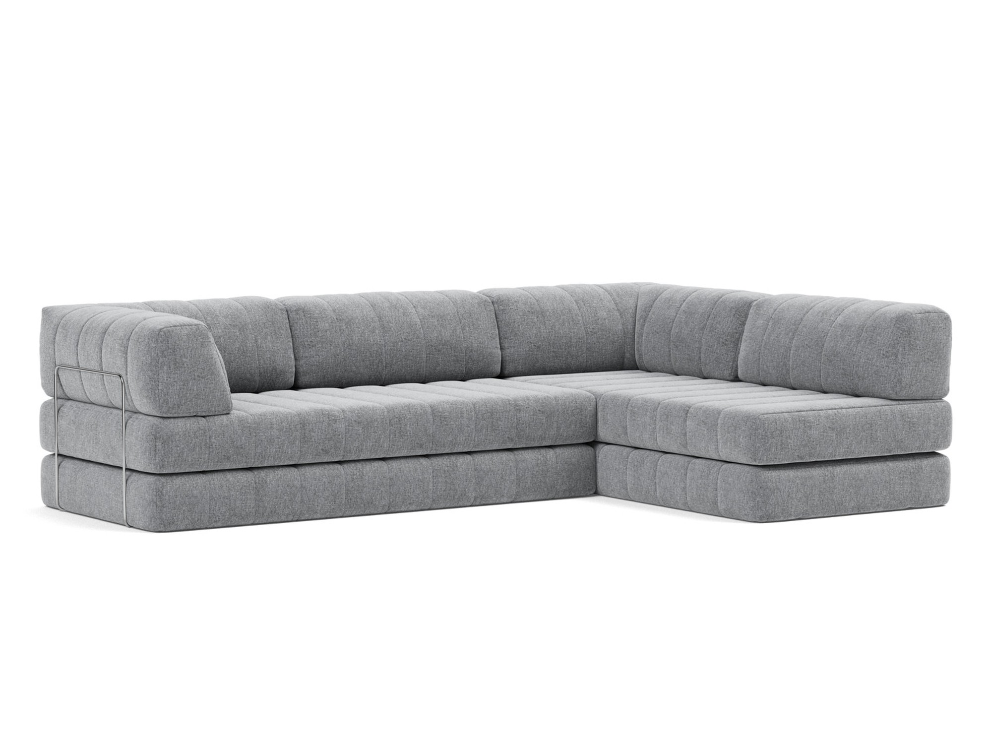 Eck-Schlafsofa CozyPad L-Form mit Armlehne Strukturierter Stoff Twist 565-Granite