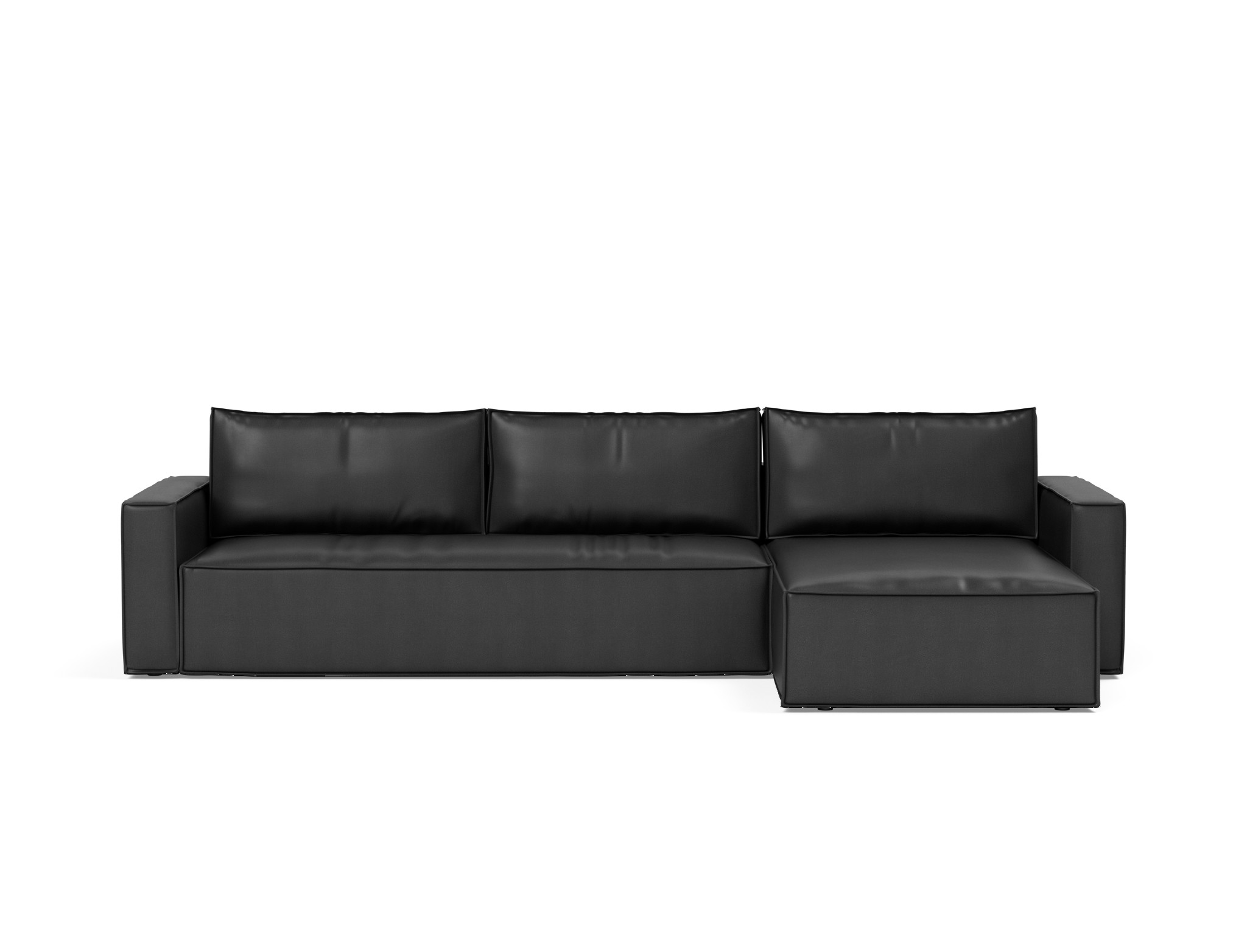 Schlafsofa Newilla mit Chaiselongue Lederoptik Faunal 550-Black