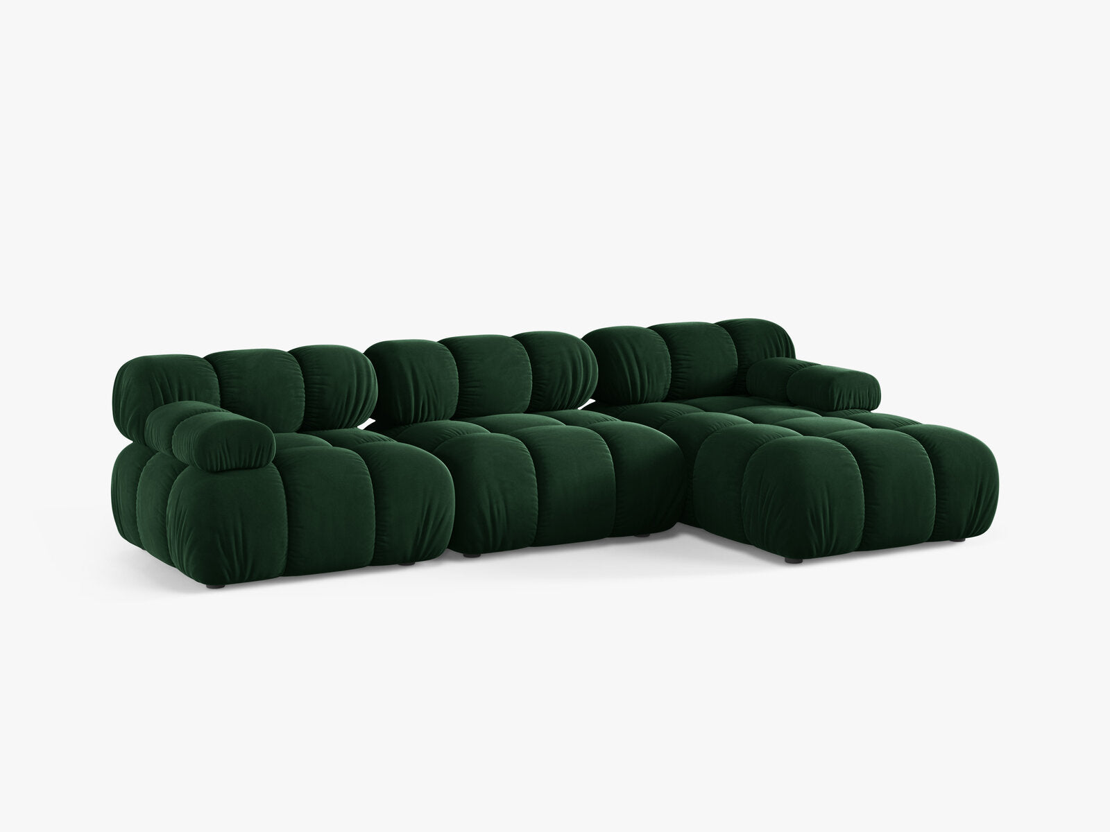 Micadoni Modulares Ecksofa Bellis 4-Sitzer Rechts Samt Bluvel Flaschengrün