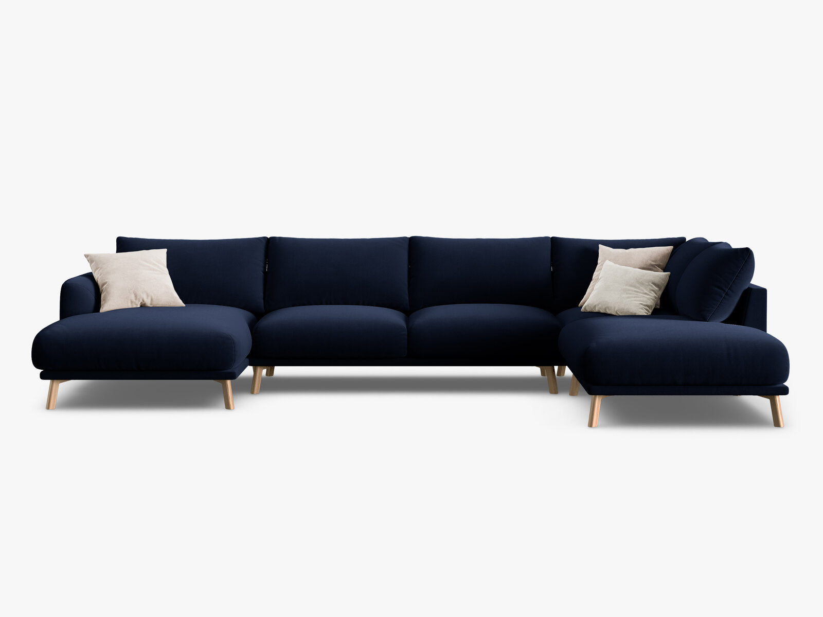 Micadoni Panorama Ecksofa Naomi 6-Sitzer Rechts Samt Salvador Königsblau