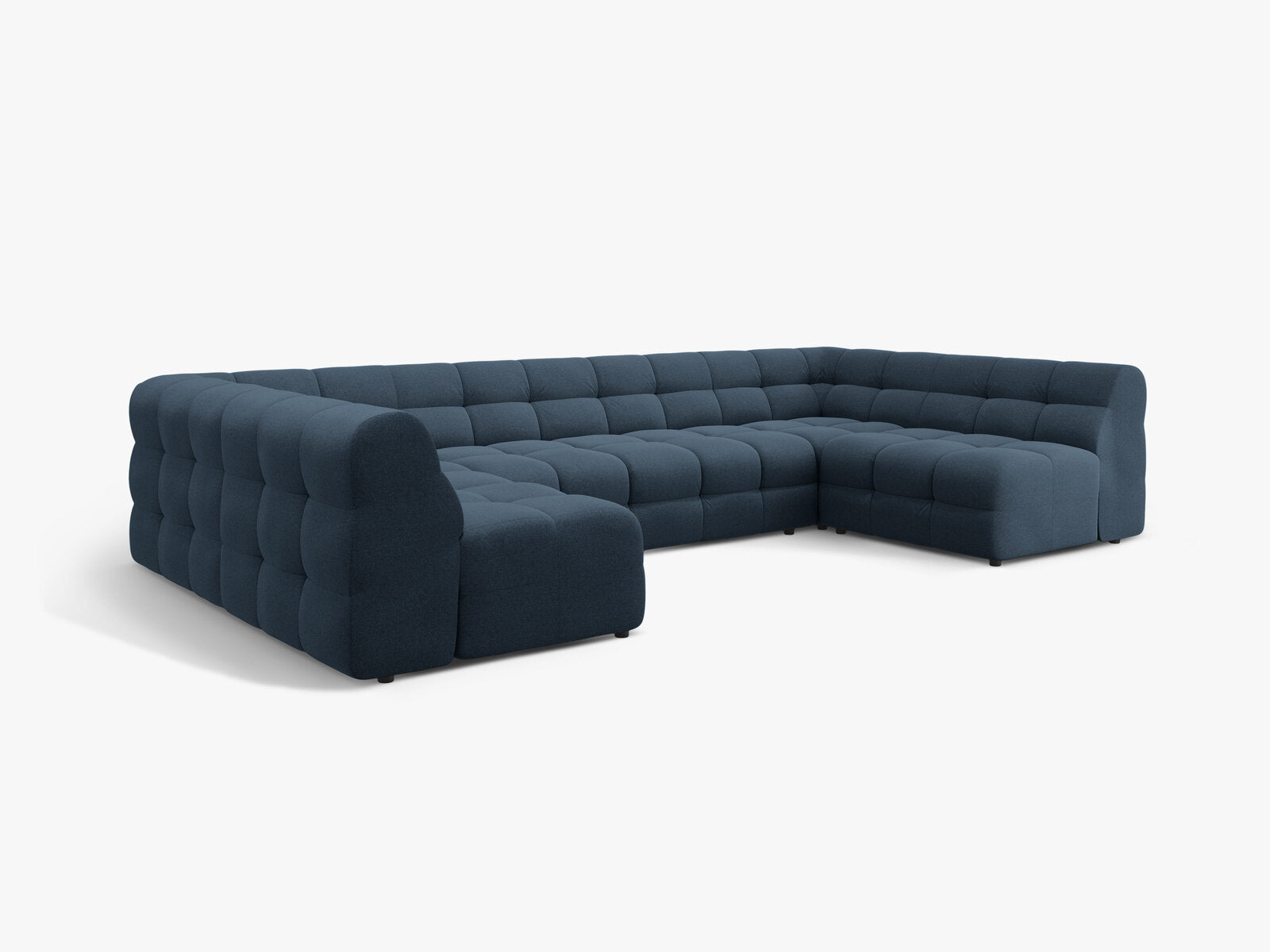 Micadoni Panorama-Sofa Kendal 7-Sitzer Strukturierter Stoff Marineblau