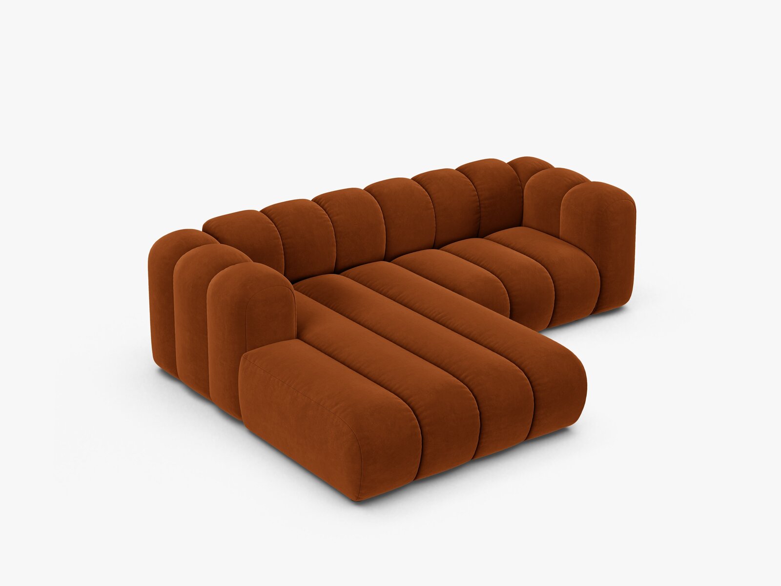 Micadoni Modulares Ecksofa Lupine 3-Sitzer Links Samt Salvador Terrakotta