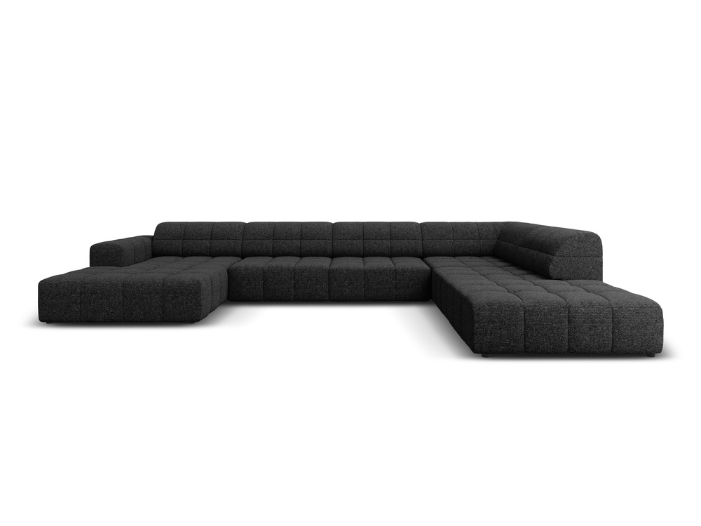 Cosmopolitan Design Panoramasofa Chicago 7-Sitzer Chenille Haga Schwarz Rechts