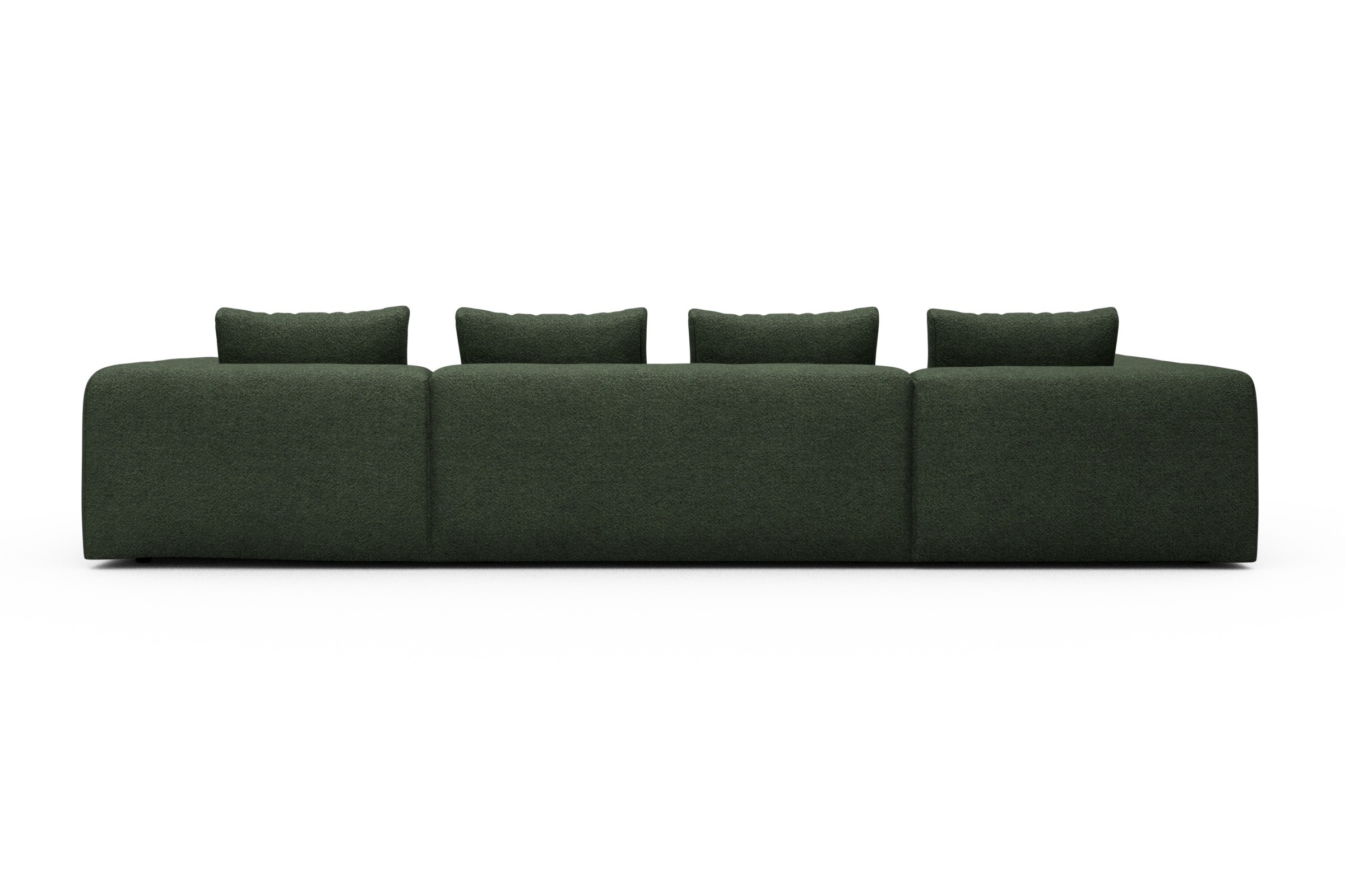 Wohnlandschaft Fred Relax-Ecke links mit 2-Sitzer und Chaiselongue rechts Vanora-Deep-Green