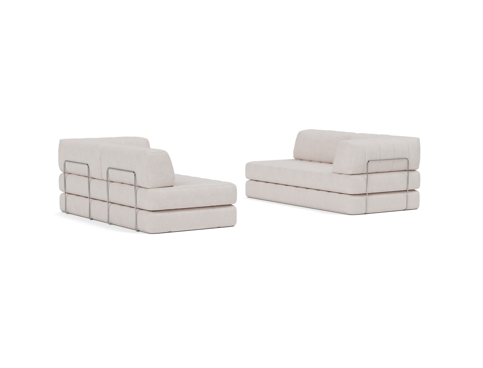 Eck-Schlafsofa CozyPad L-Form mit Armlehne Strukturierter Stoff Weda 300-Weda-Sand