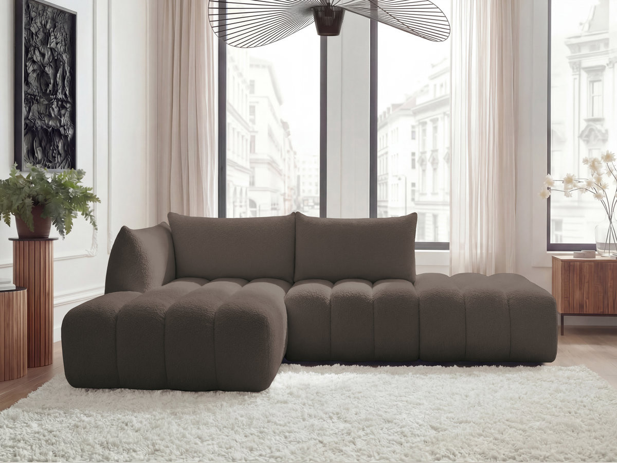 Bobochic Azra Ecksofa 319 × 178 cm Bouclé-Stoff Braun Ecke links
