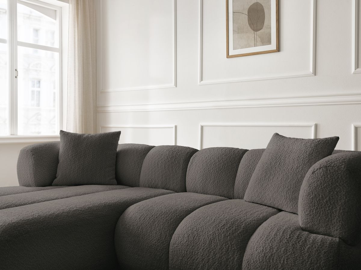 Bobochic Pamira Ecksofa Bouclé-Stoff Braun Ecke links