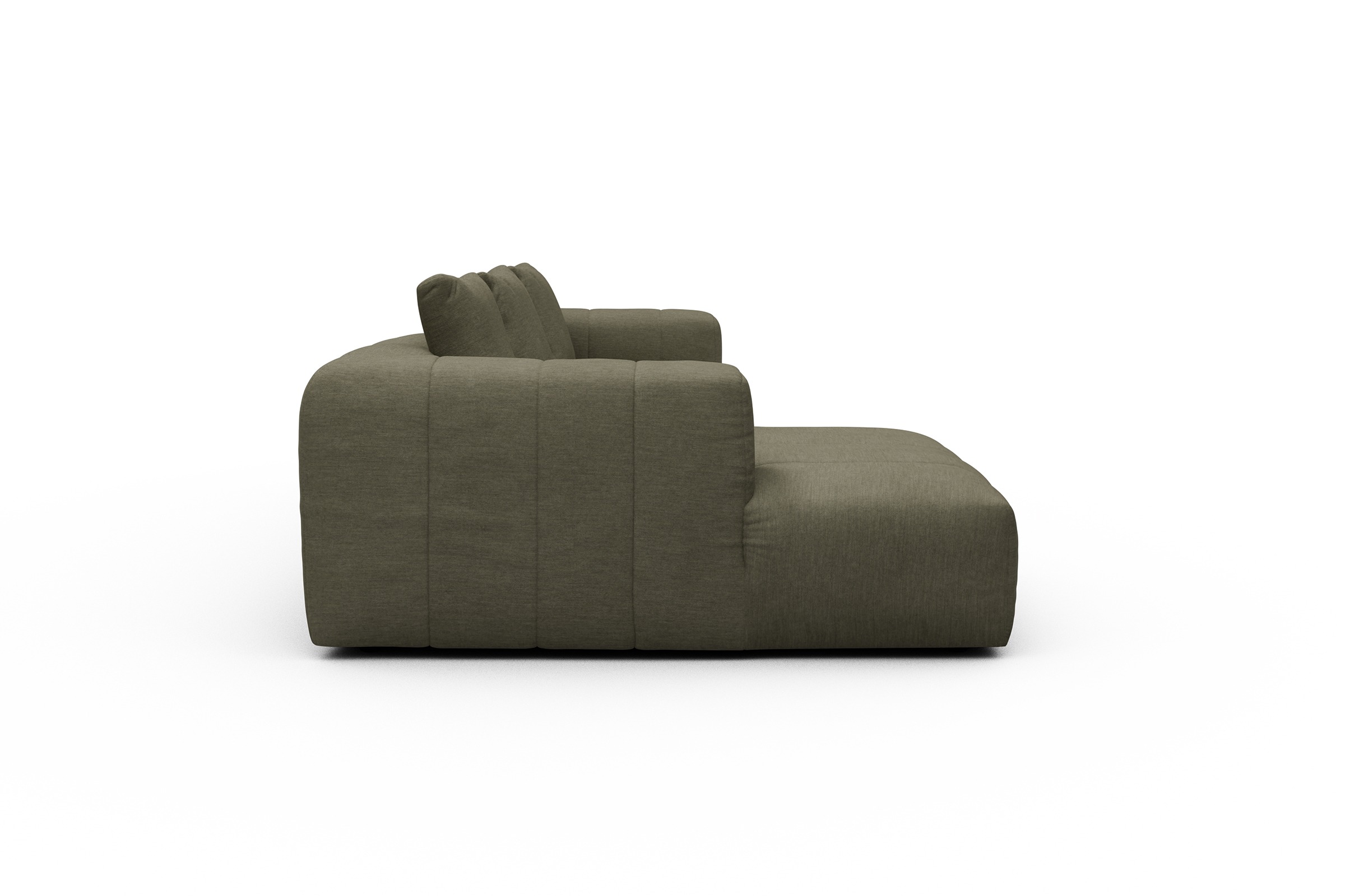 Ecksofa Hugo 2,5-Sitzer Armlehne rechts mit Chaiselongue Vivus-Dusty-Olive