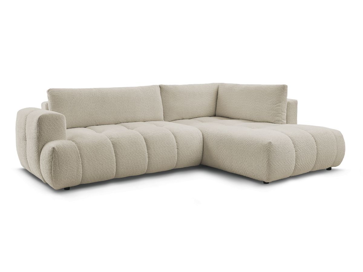 Bobochic Fuji Ecksofa mit Schlaffunktion und Bettkasten 282 × 204 cm Bouclé-Stoff Beige Ecke rechts