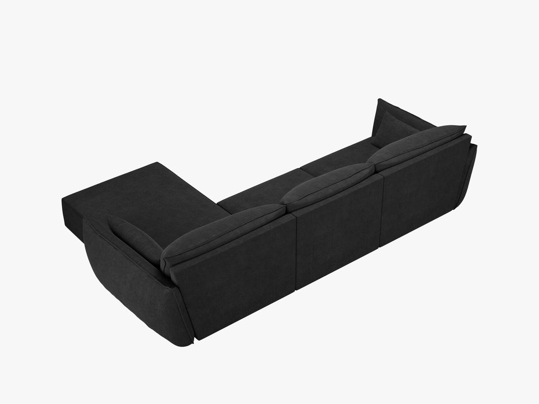 Micadoni Ecksofa Kaelle 4-Sitzer Rechts Chenille Over The Horizon Schwarz