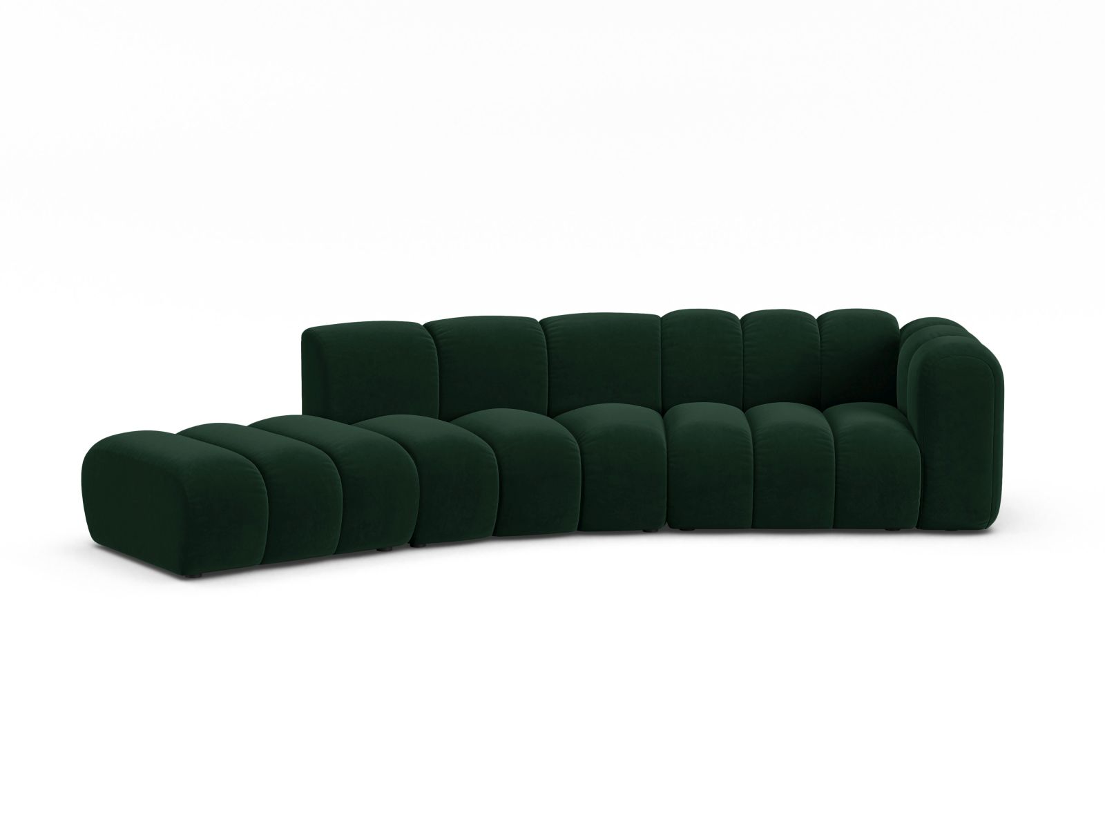 Micadoni Modulares Sofa Lupine 5-Sitzer Links Samt Salvador Flaschengrün
