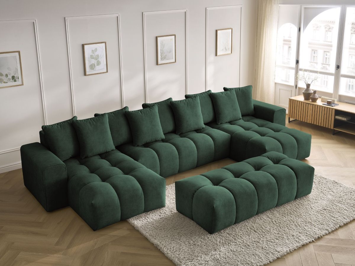 Bobochic Mont-blanc Wohnlandschaft mit Pouf Samt Grün