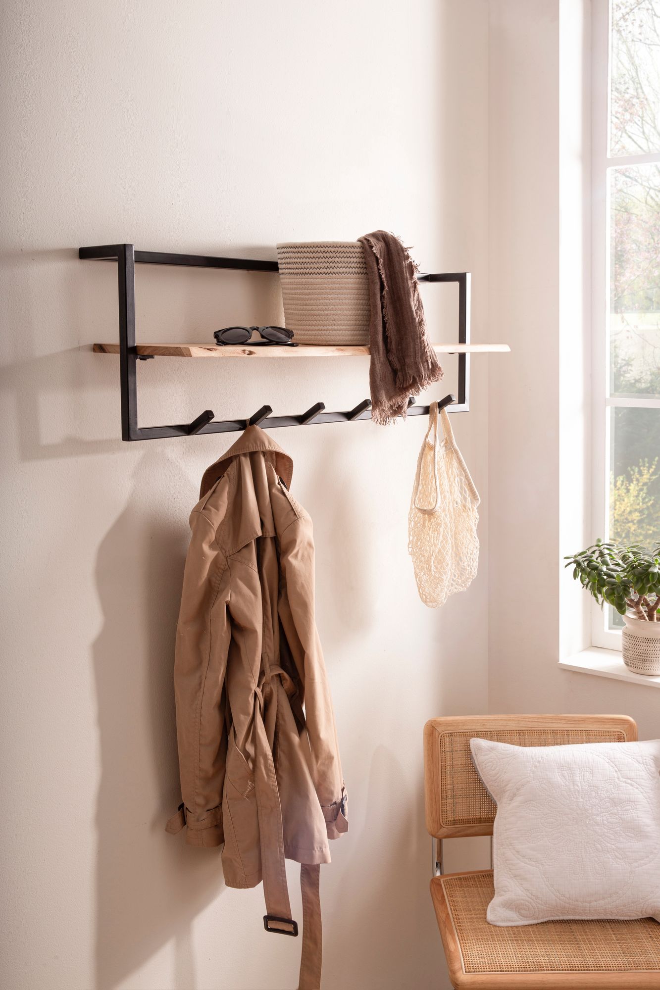 Wandgarderobe Nodeland Akazie Massivholz 100 × 25 × 32 cm