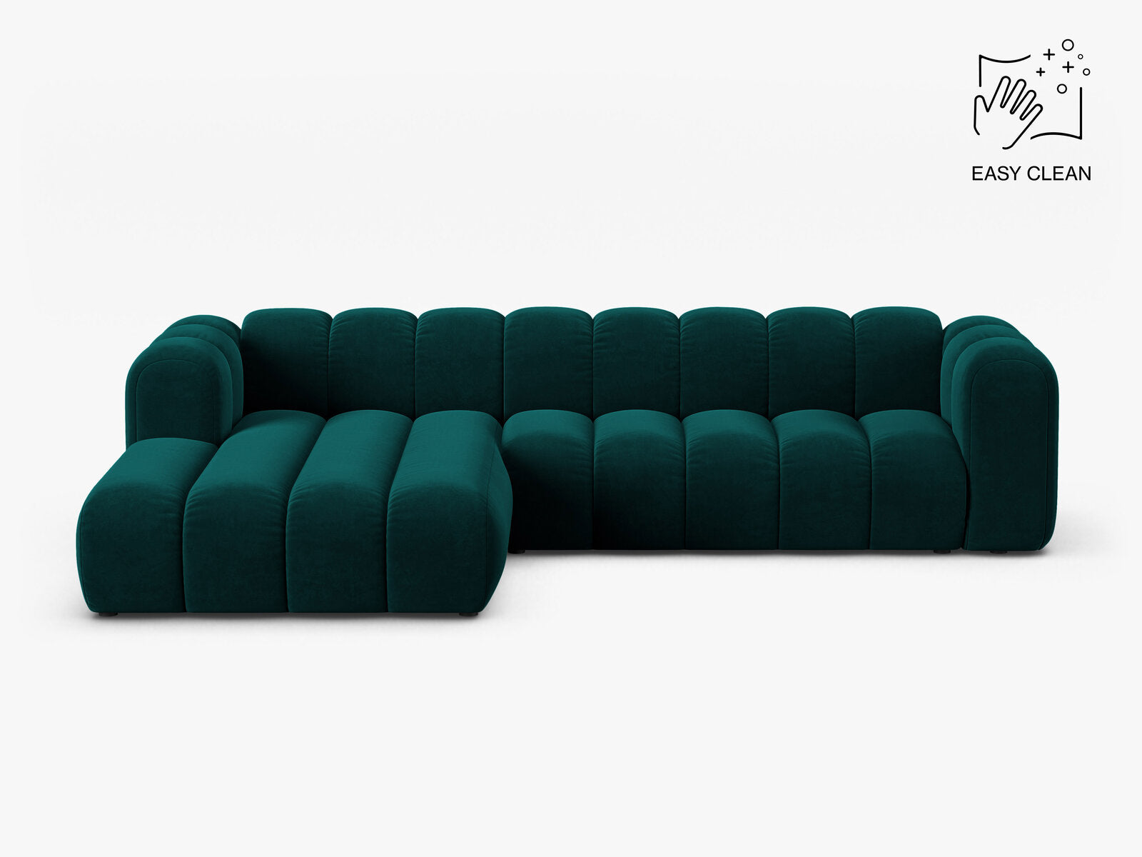 Micadoni Modulares Ecksofa Lupine 4-Sitzer Links Samt Venus Dunkel Petrol
