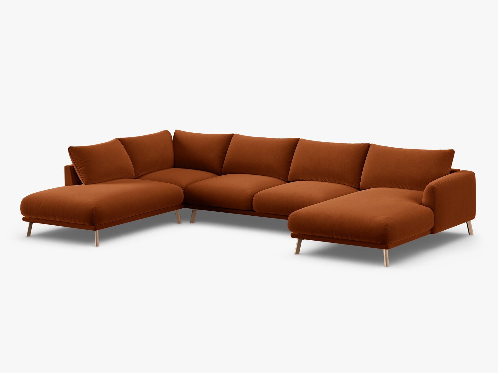 Micadoni Panorama Ecksofa Naomi 6-Sitzer Links Samt Salvador Terrakotta