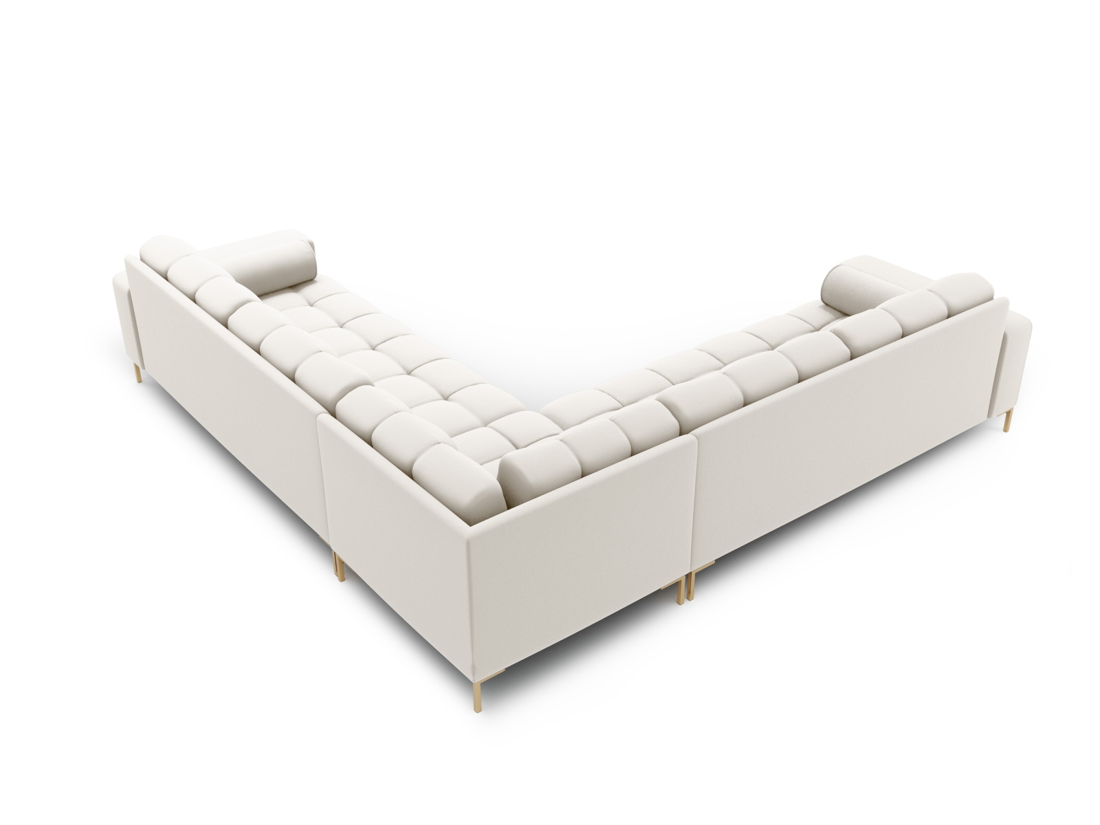 Cosmopolitan Design Symmetrisches Ecksofa Bali 6-Sitzer Strukturierter Stoff Neve Helles Beige Beine Gold