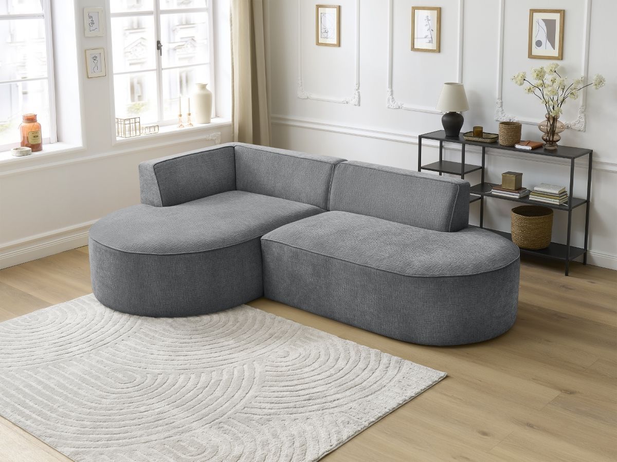 Bobochic Rousseau Ecksofa Strukturstoff Dunkelgrau Ecke links
