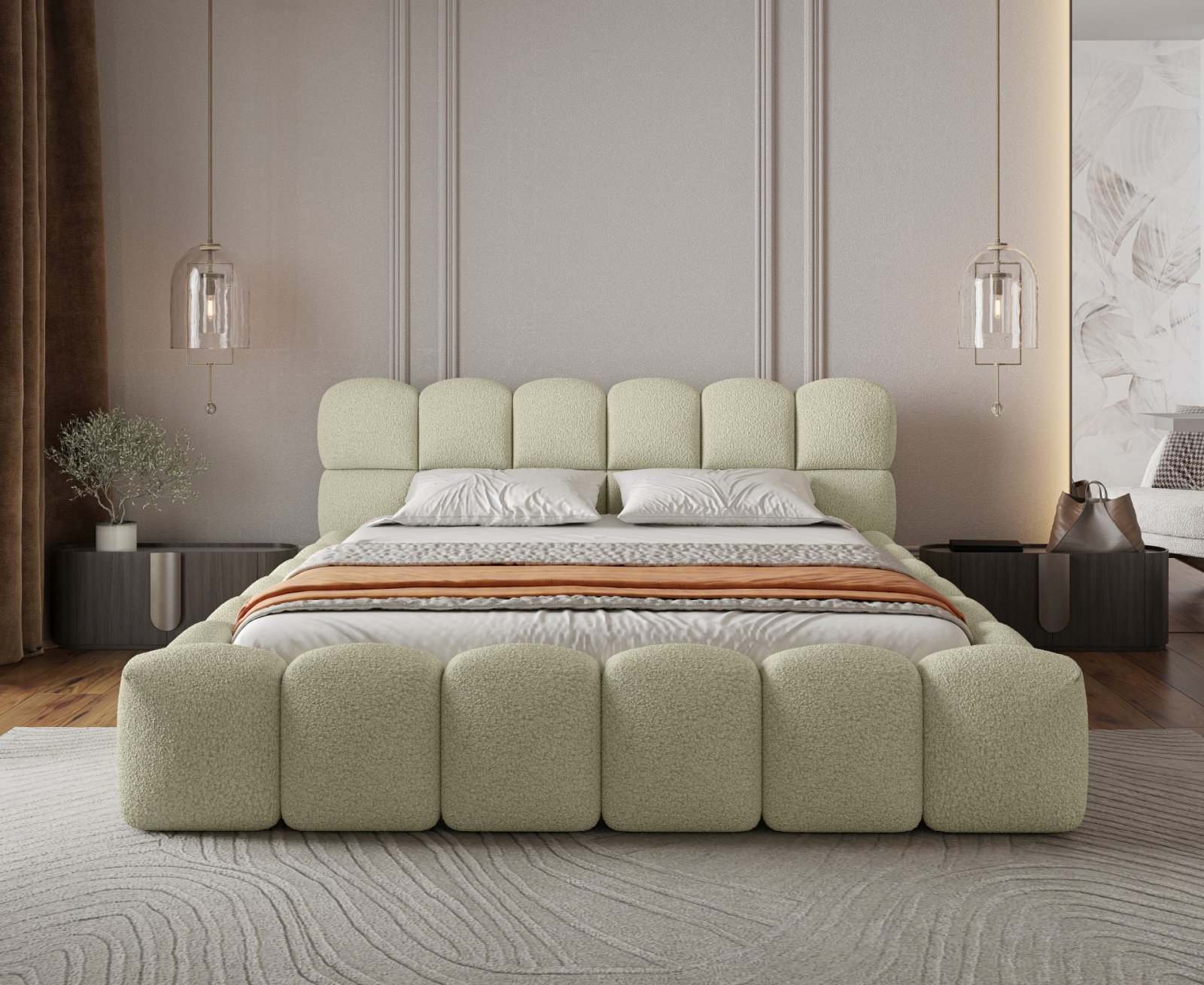 Polsterbett Vento-Slim Boucle 160x200 mit Metallrahmen Quelle 02