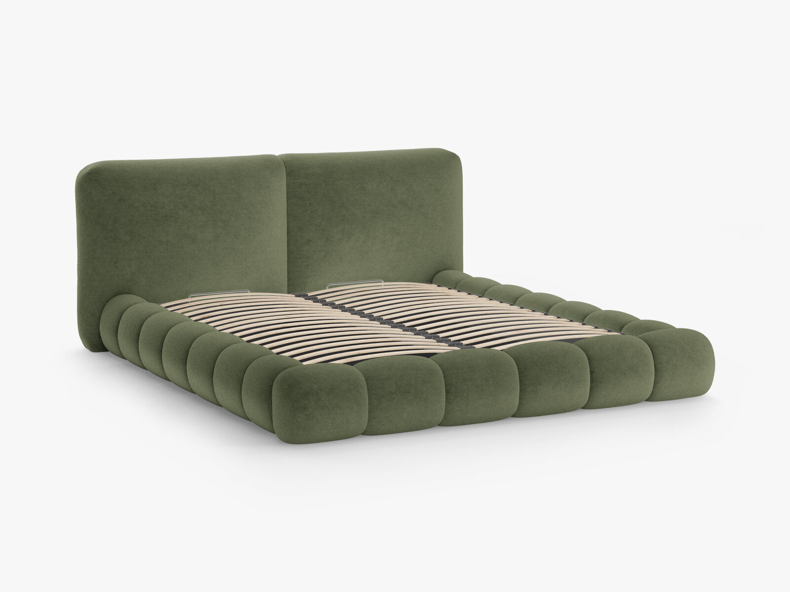Micadoni Stauraumbett mit Kopfteil Solange Chenille Perfect Harmony Grün 160x200
