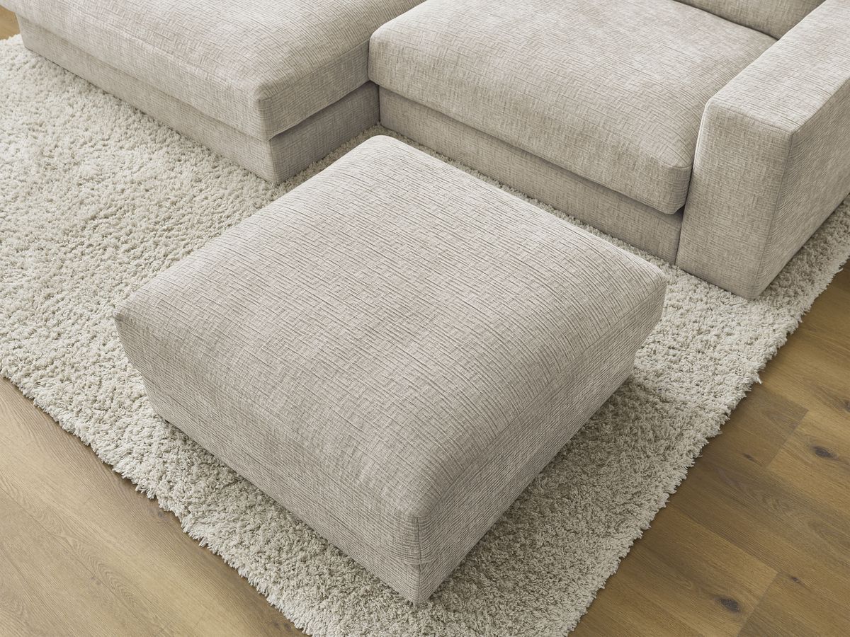 Bobochic Leonard Ecksofa mit Pouf 274 × 159 cm Strukturstoff Beige Ecke links