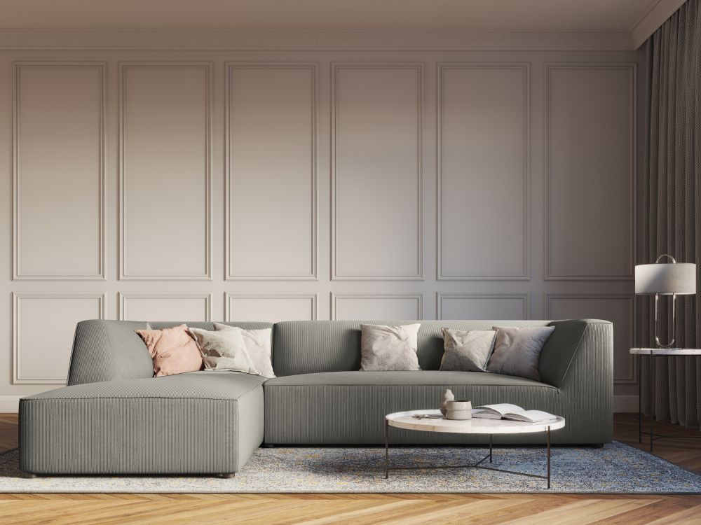 Cosmopolitan Design Ecksofa Siena 4-Sitzer Kord Scala Hellgrau Links