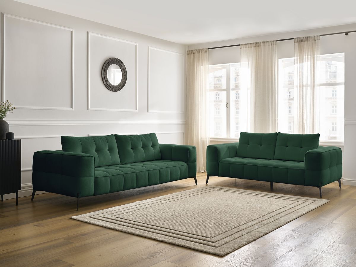 Bobochic Anis Sofa-Set 3- und 2-Sitzer Strukturstoff Grün