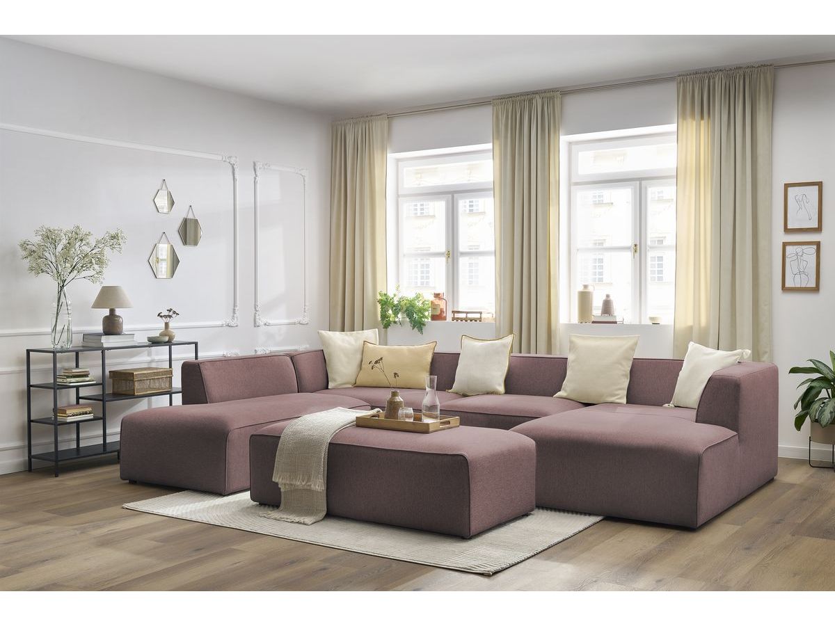Bobochic Megeve Wohnlandschaft mit Pouf Melange-Stoff Rosa Ecke rechts