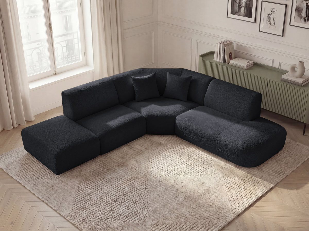 Bobochic Anda Ecksofa 279 × 264 cm Chenille Schwarz Ecke rechts