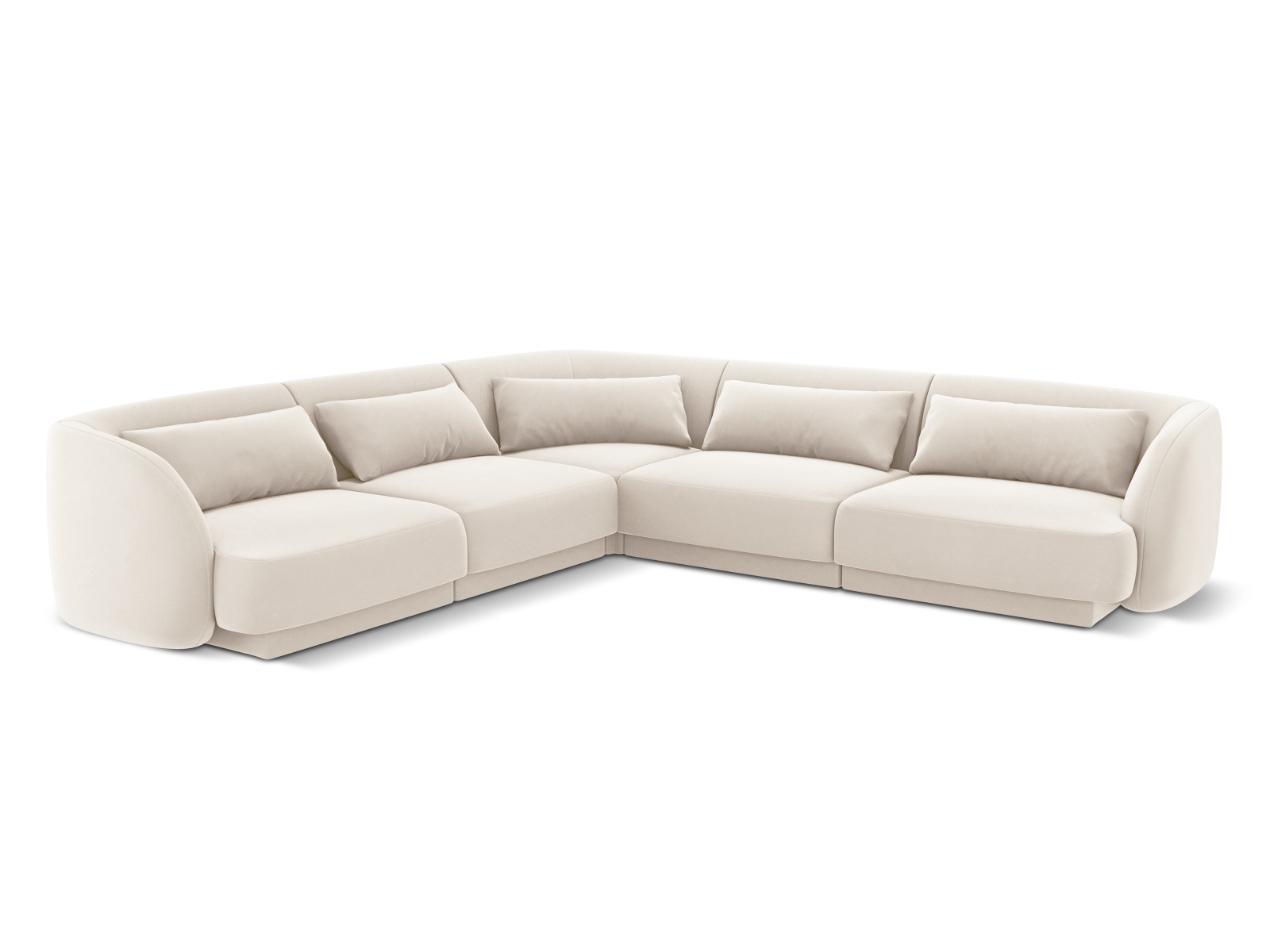 Cosmopolitan Design Wendbares Ecksofa Tulum 5-Sitzer Samt Bluvel Helles Beige