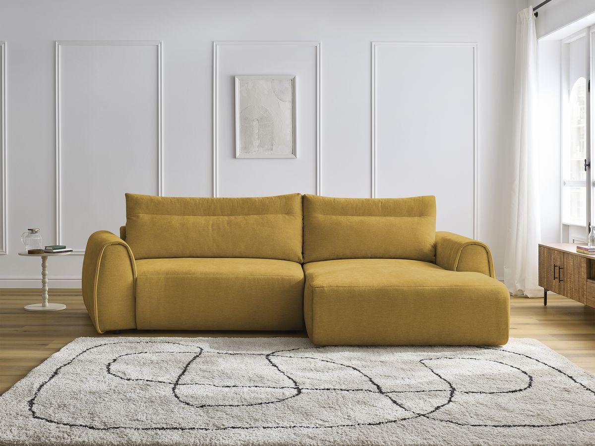 Bobochic Aden Ecksofa 293 × 152 cm Stoff Gelb Ecke rechts