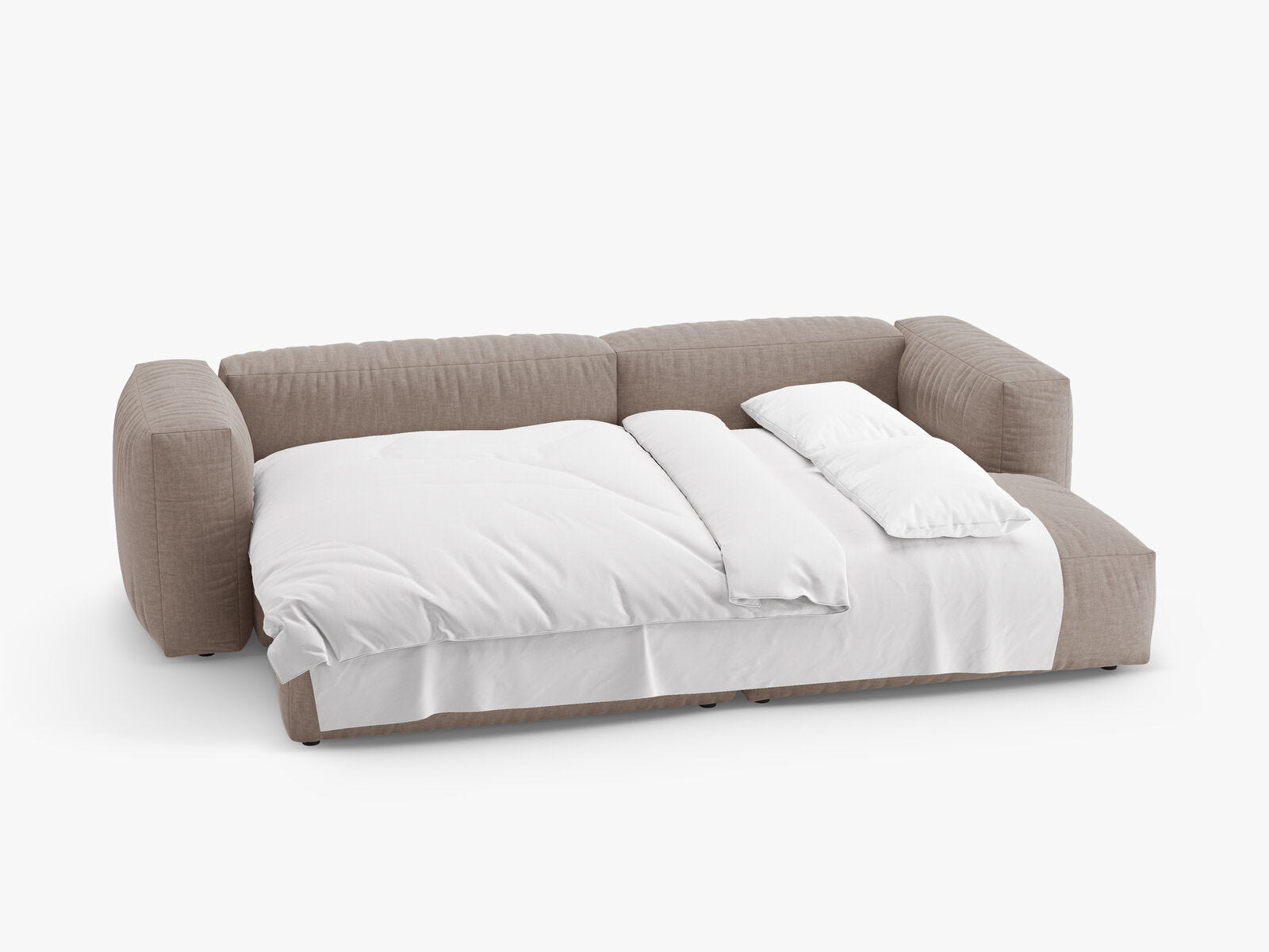 Micadoni Martina Ecksofa 4-Sitzer mit Schlaffunktion Rechts Strukturierter Stoff Boston Dunkelbeige