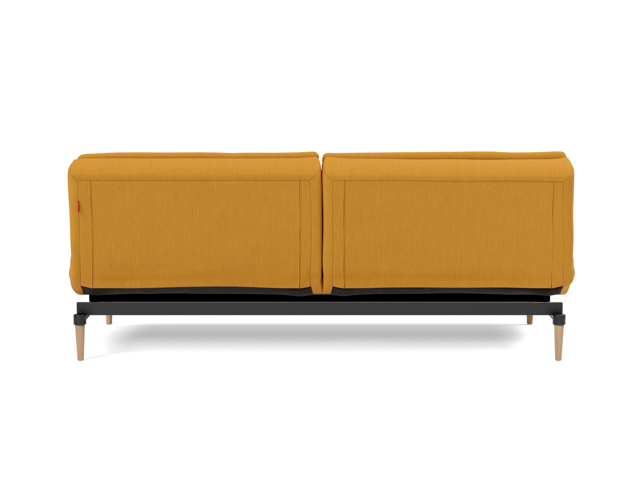 Schlafsofa Dublexo Flachgewebe Elegance 507-Burned-Curry Beine Styletto Eiche hell
