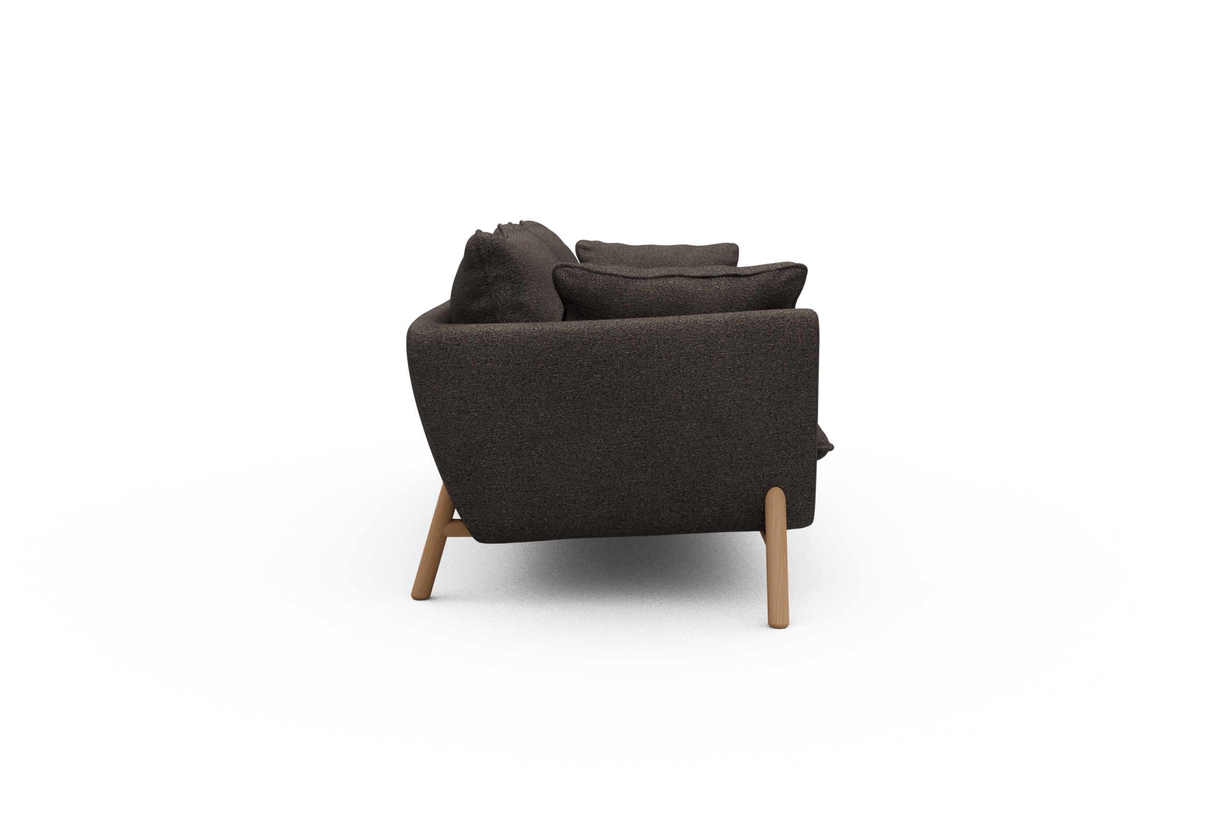 Sofa Emil PREMIUM 3-Sitzer Beinfarbe Eiche Natur Boucle-Taupe