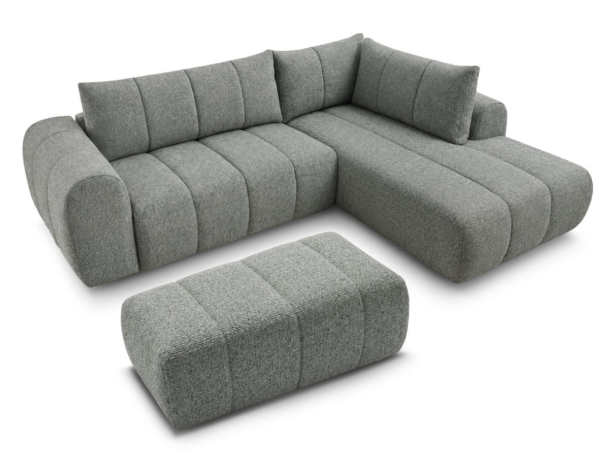Bobochic Nesty Ecksofa in L-Form, 256 cm, mit Pouf Melange-Stoff Dunkelgrau Ecke rechts