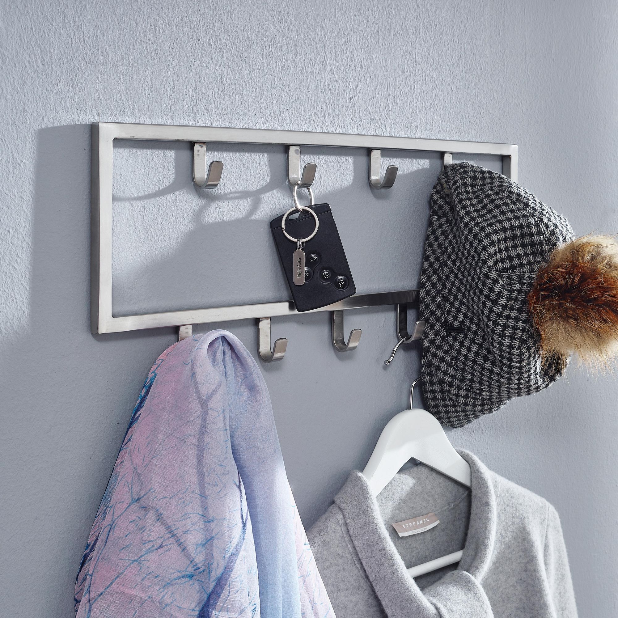 Wandgarderobe Gardabaer Metall Silber 50 × 4 × 20 cm