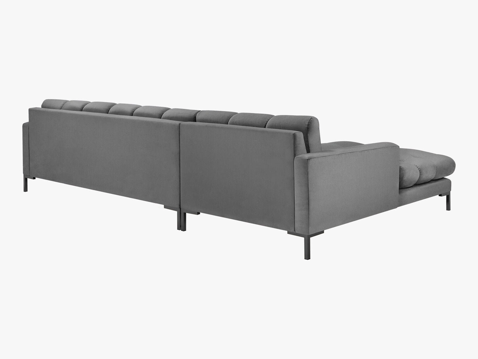 Micadoni Ecksofa Mamaia 5-Sitzer Links Samt Bluvel Hellgrau schwarze Beine