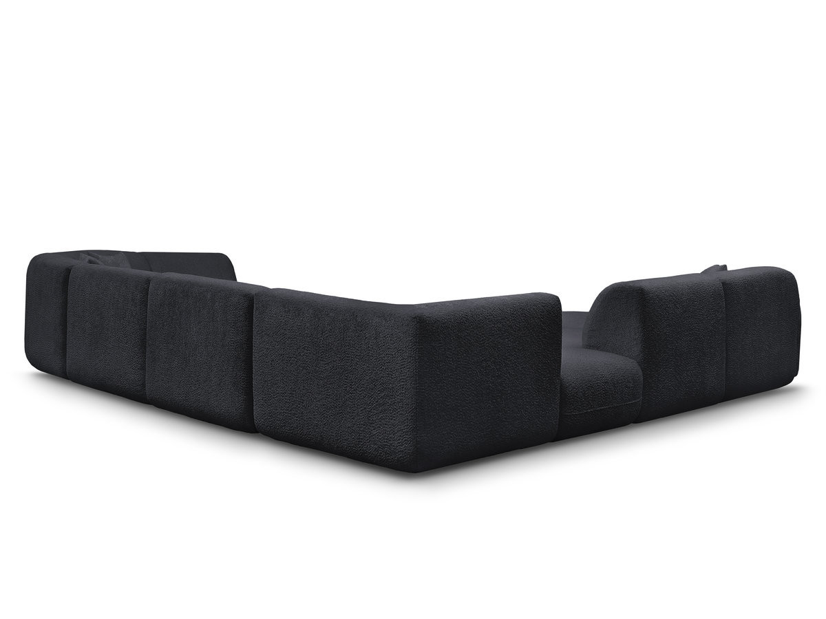 Bobochic Anda Wohnlandschaft mit Pouf 396 × 357 cm Chenille Schwarz Ecke links
