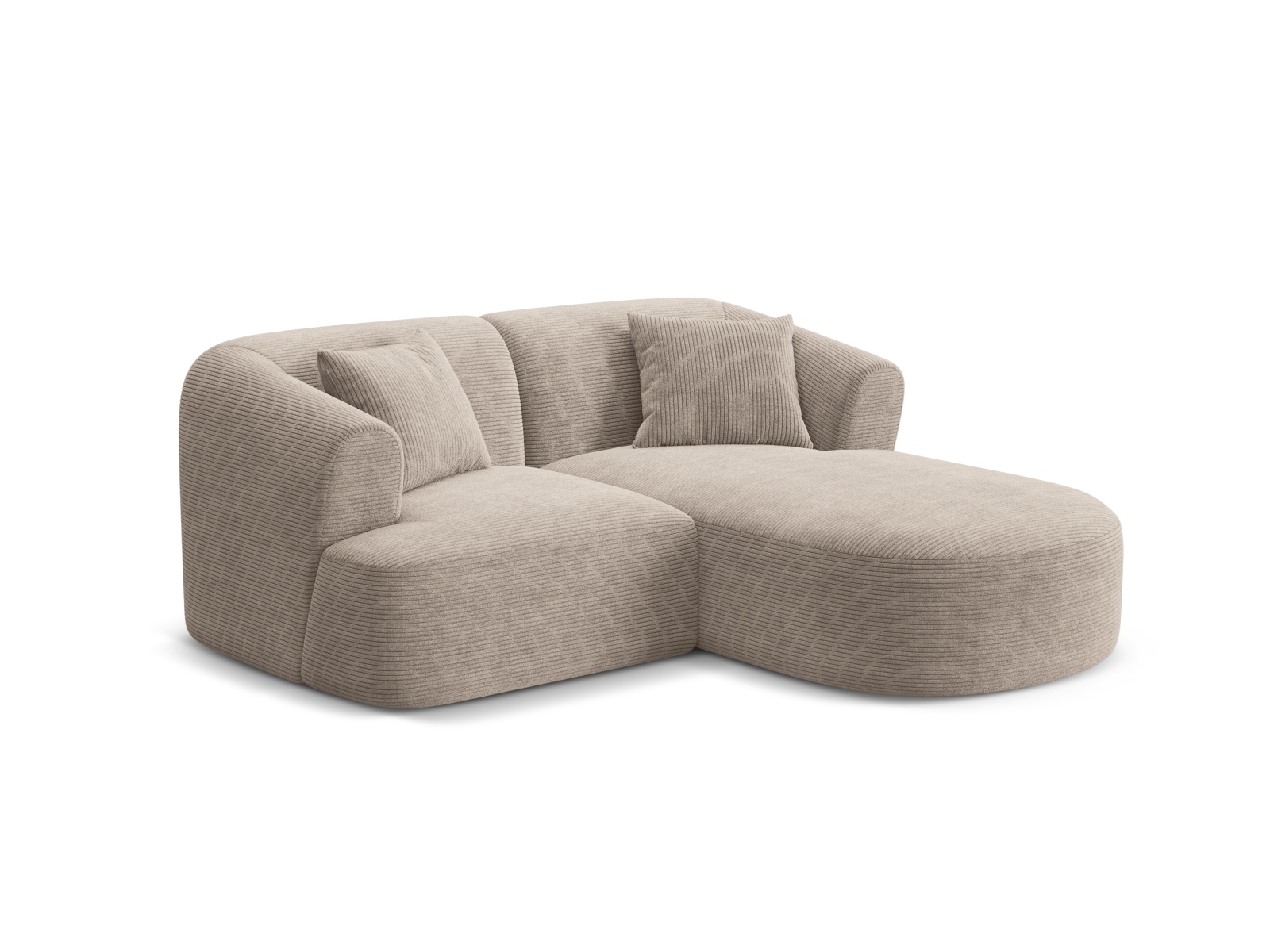 Cosmopolitan Design Ecksofa Campi 3-Sitzer Kord Lincoln D Cappuccino Rechts