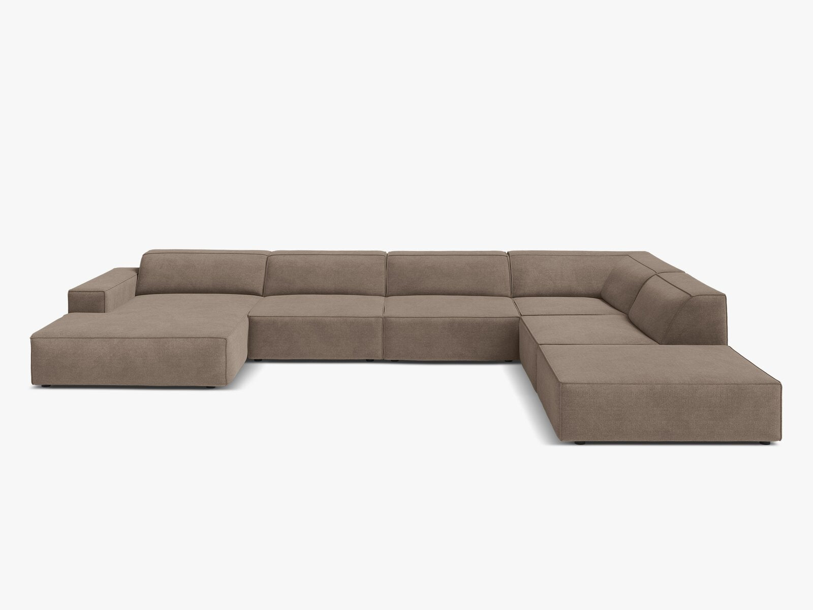 Micadoni Panorama-Ecksofa Jodie 7-Sitzer Rechts Strukturierter Stoff Liberty Cappuccino
