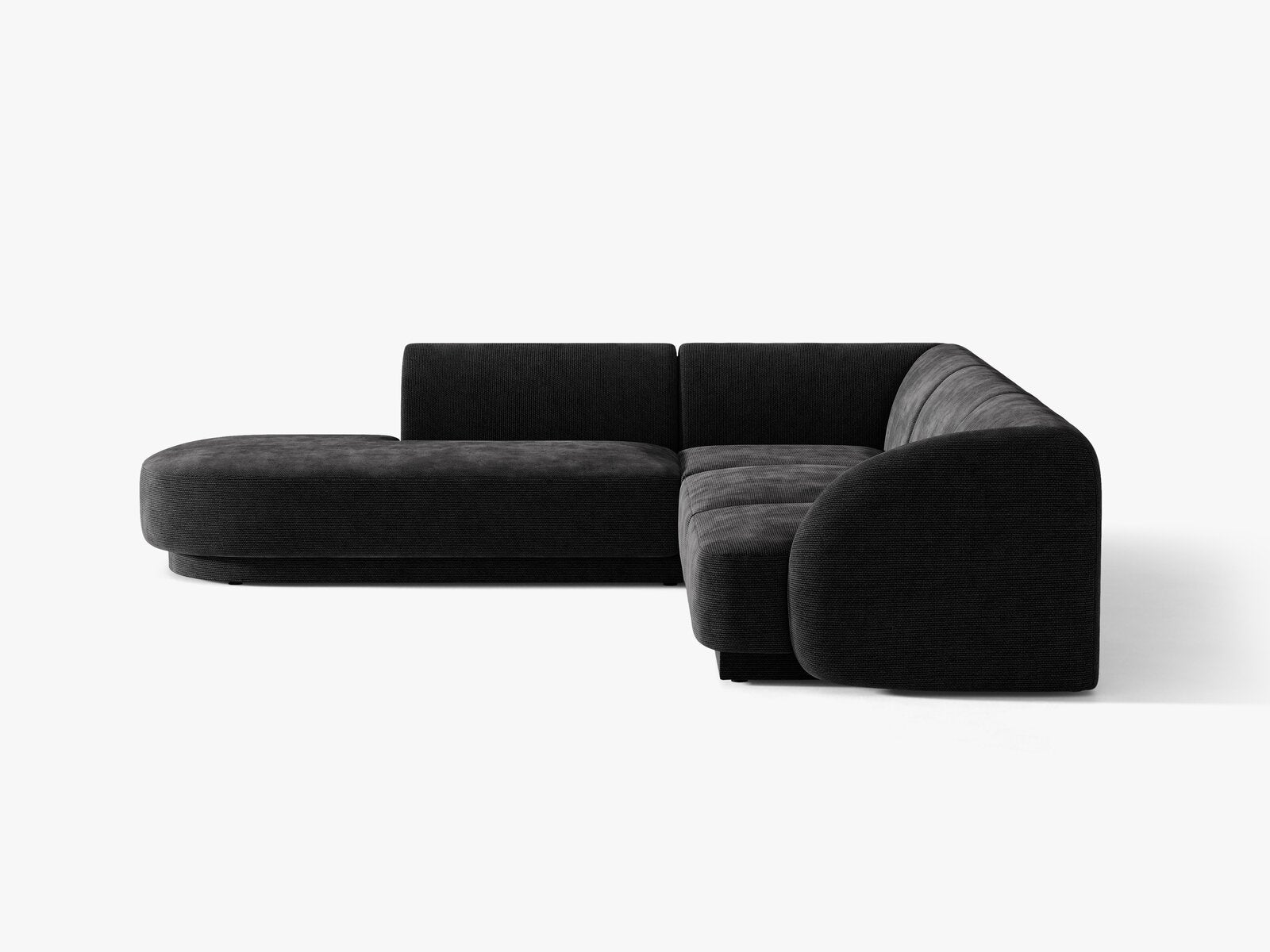 Micadoni Ecksofa Miley 6-Sitzer Links Chenille Haga Schwarz