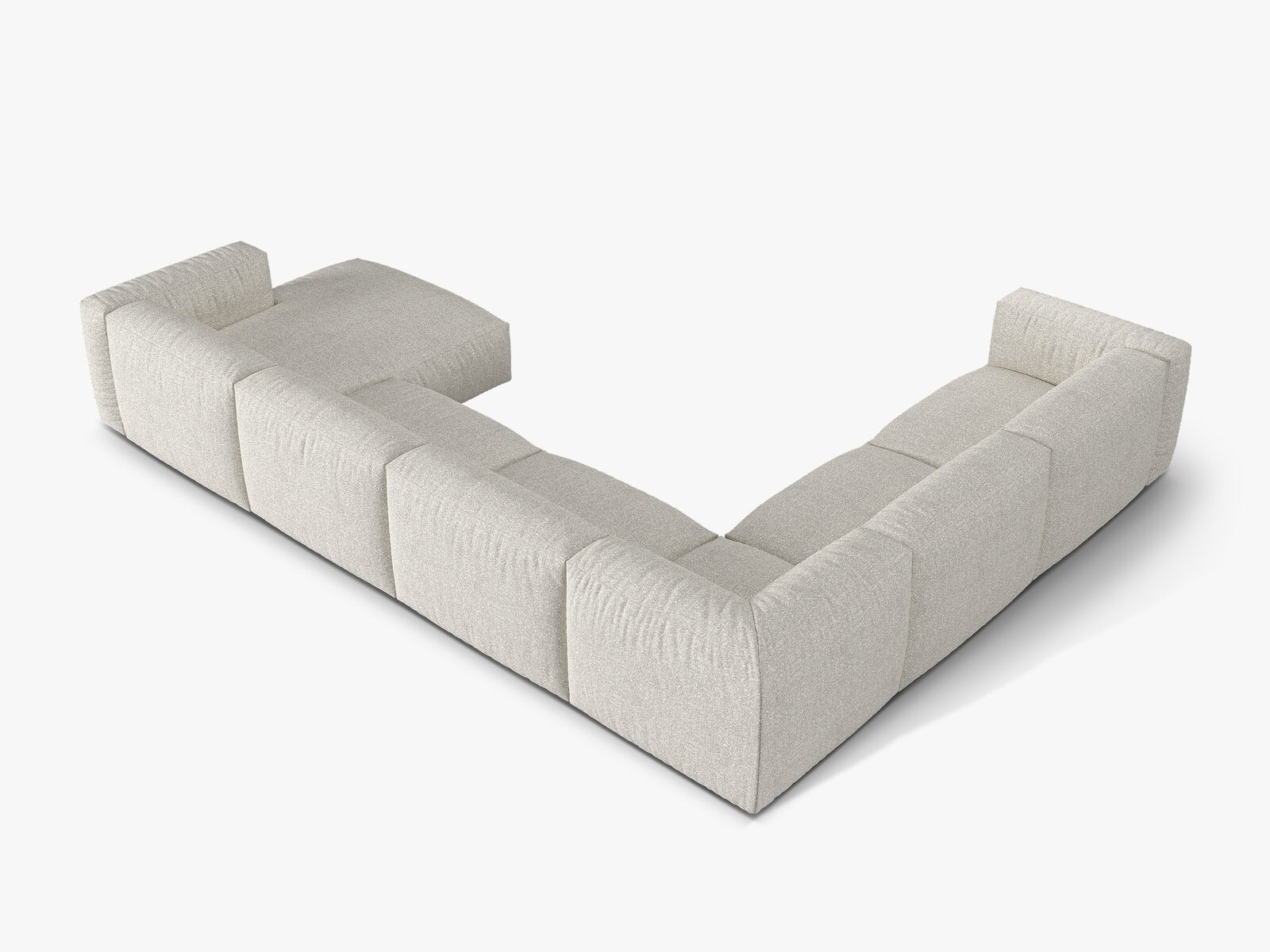 Micadoni modulares Ecksofa XL Martina 6-Sitzer Links Boucle Monet Grau Beige Melange