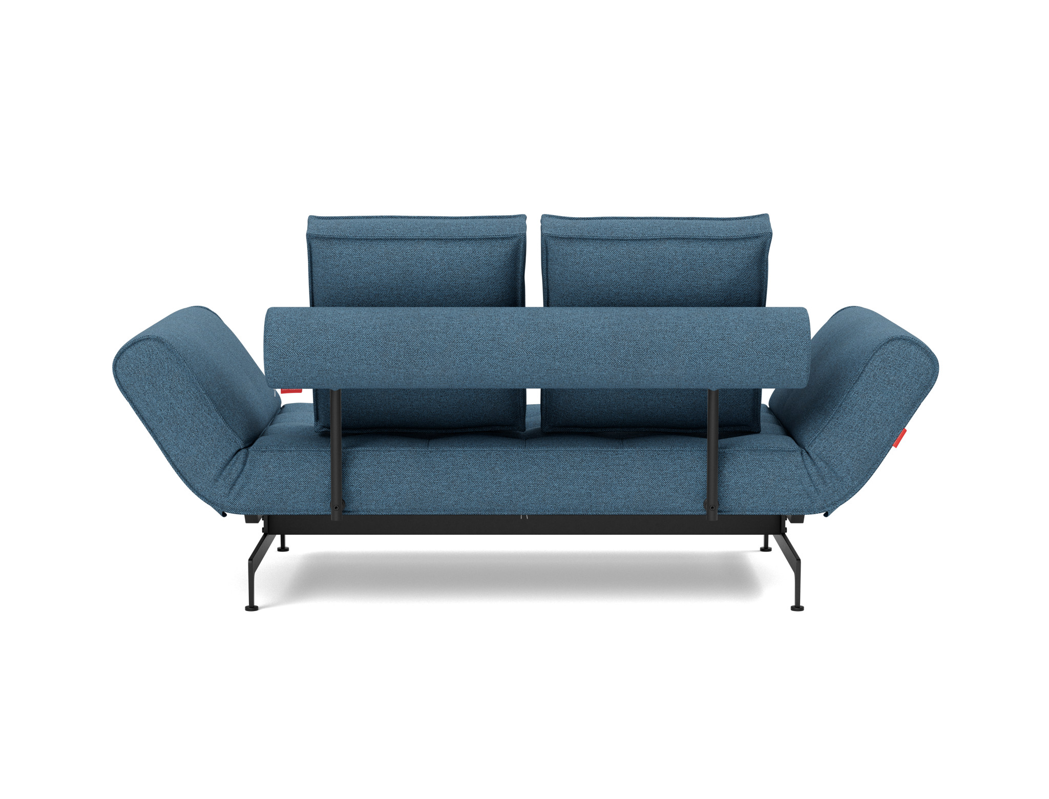 Tagesbett Ghia Strukturierter Stoff Weda 302-Weda-Blue Beine Laser schwarz