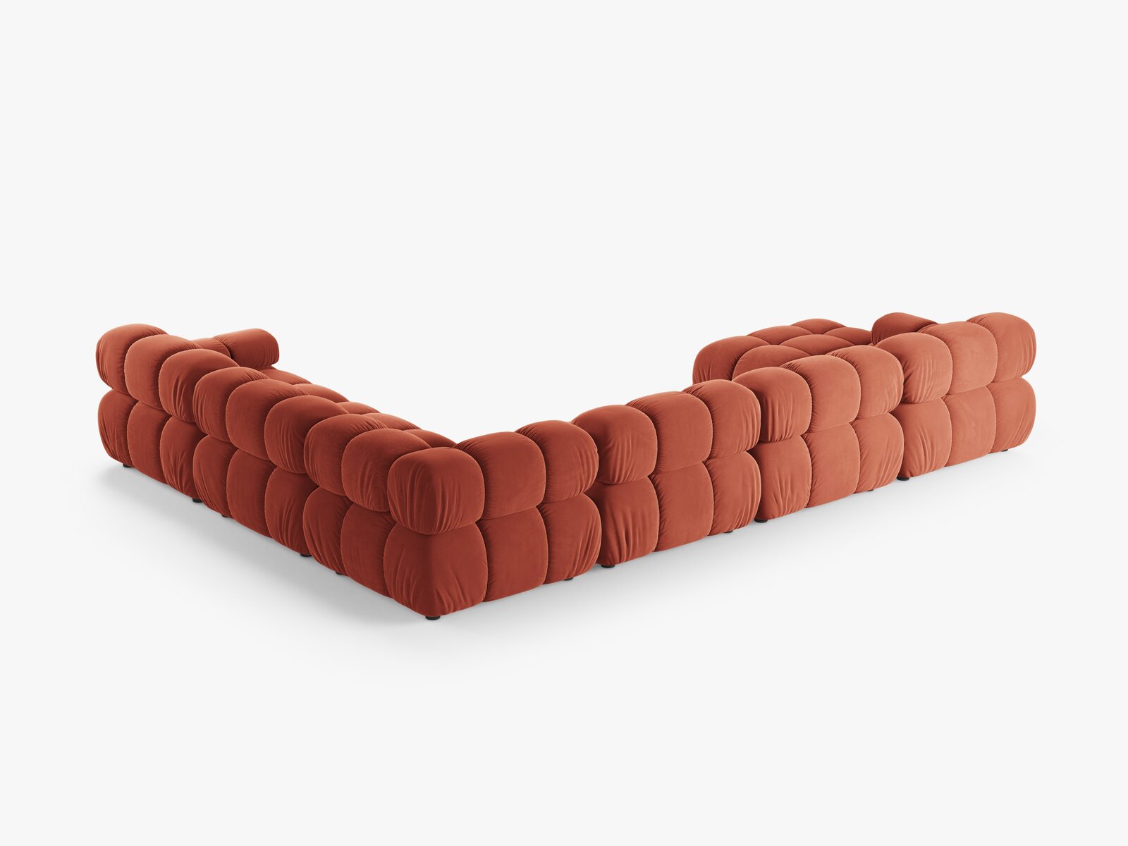 Micadoni Modulares Panorama Ecksofa Bellis 8-Sitzer Rechts Samt Venus Koralle