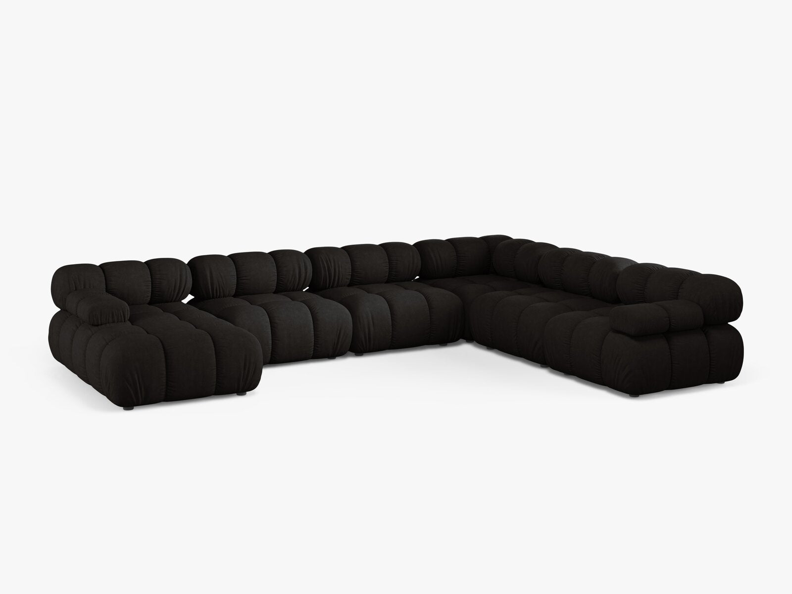 Micadoni Modulares Panorama Ecksofa Bellis 8-Sitzer Rechts Strukturierter Stoff Liberty Schwarz