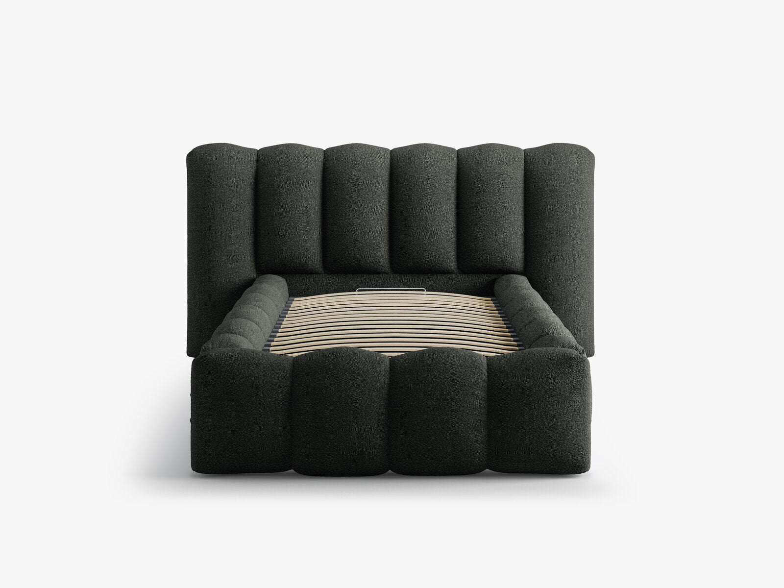 Micadoni Stauraumbett mit Kopfteil Lupine Boucle Baloo Schwarz