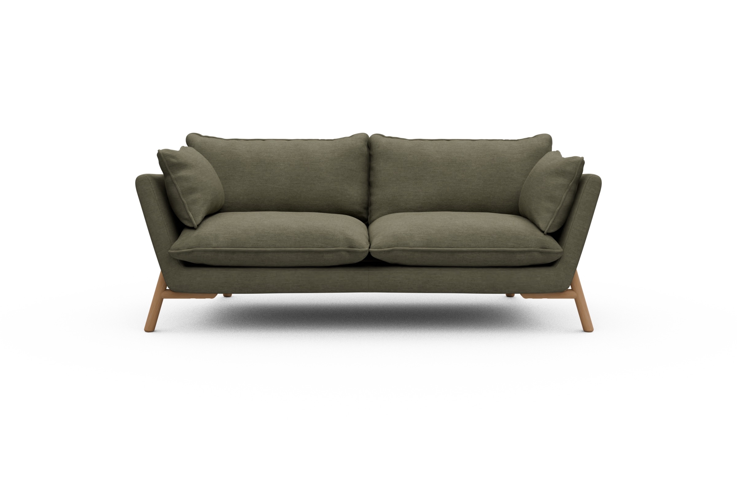Skandi Home Sofa Emil PREMIUM 2-Sitzer Beinfarbe Eiche Natur Vivus-Dusty-Olive moebelfaktor