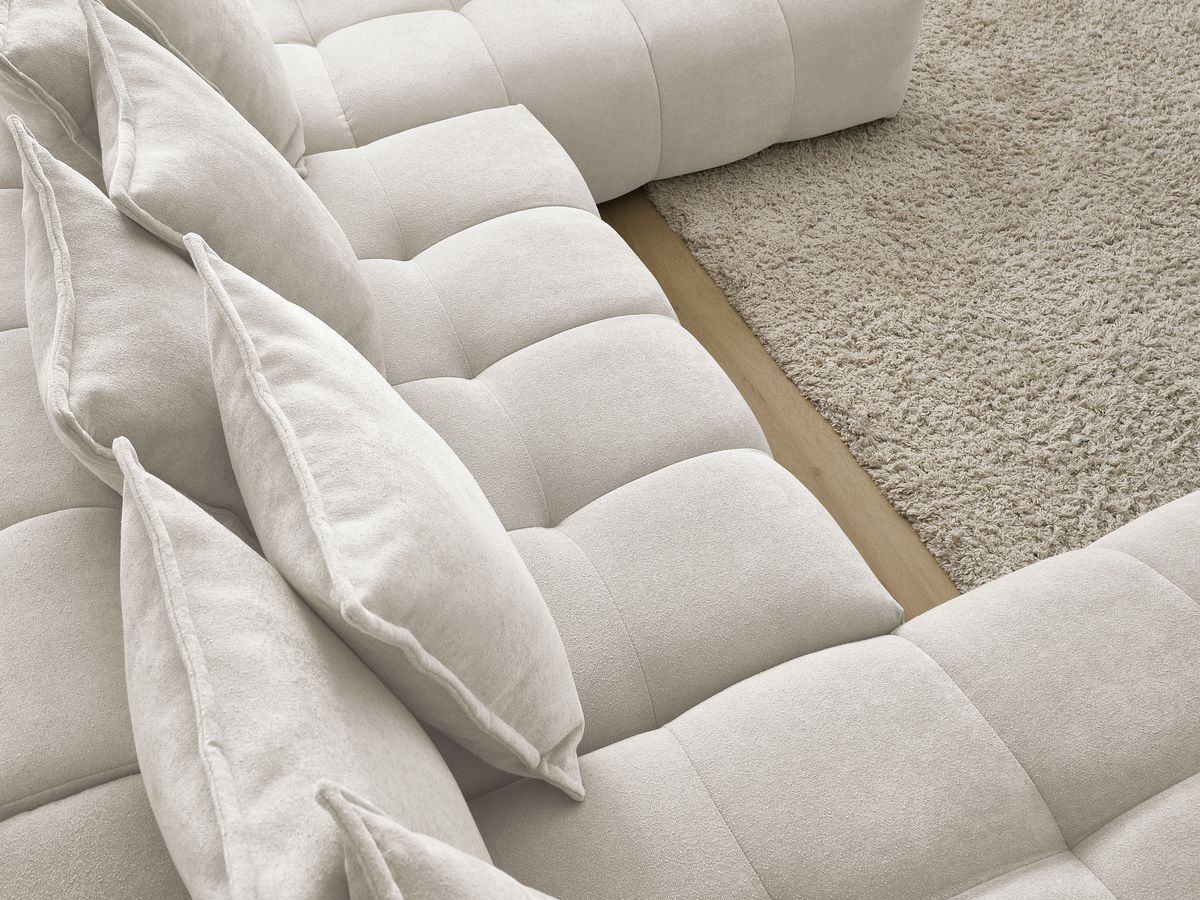 Bobochic Everest Wohnlandschaft, 14 Kissen Strukturstoff Weiß Ecke links