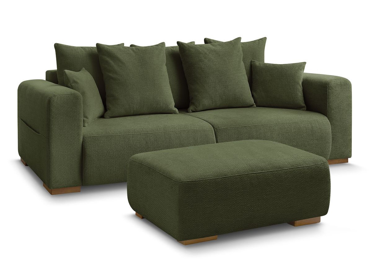 Bobochic Sidonie Sofa 4-Sitzer mit Pouf Melange-Stoff Grün
